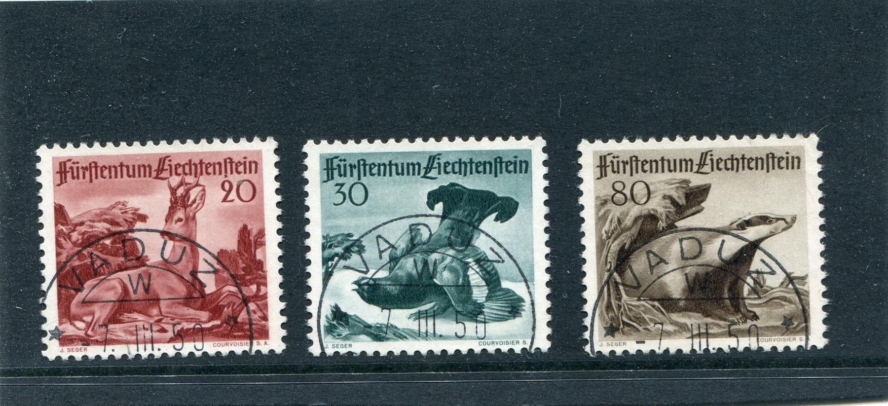 Tutti i francobolli: FL 1950 Nr. 232-34 mit ET-Stempel – Usato da Winterthur venduto da Kyoung