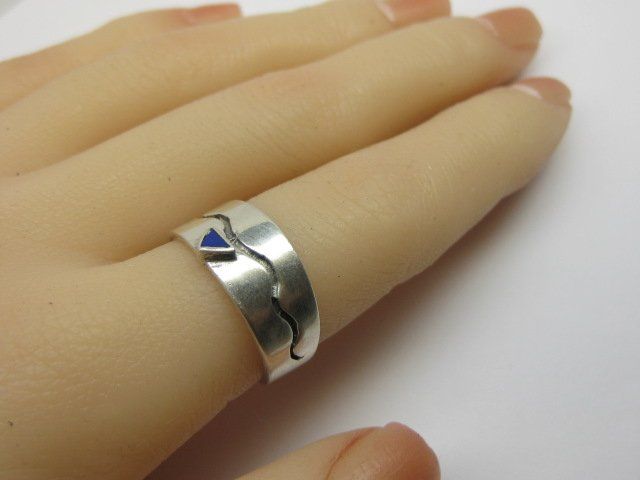 Anelli: Indianer Ring Silber 925 blauer Stein Dreieck Gr. 57 – Usato da Ermatingen venduto da Decovin 1