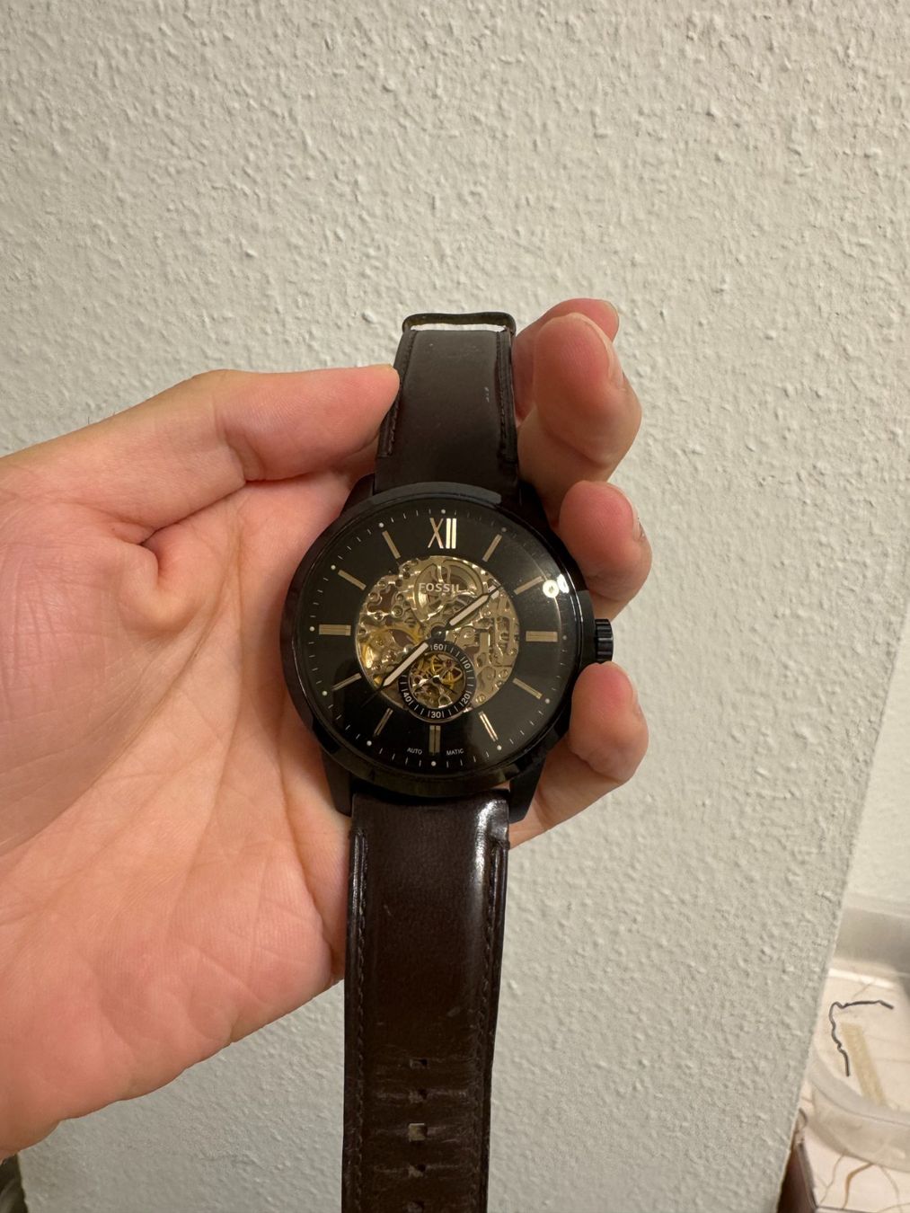 Fossil Orologi: FOSSIL Townsman 48mm Automatic Brown Leather Watch – Usato da Le Grand-Saconnex venduto da pannacottage