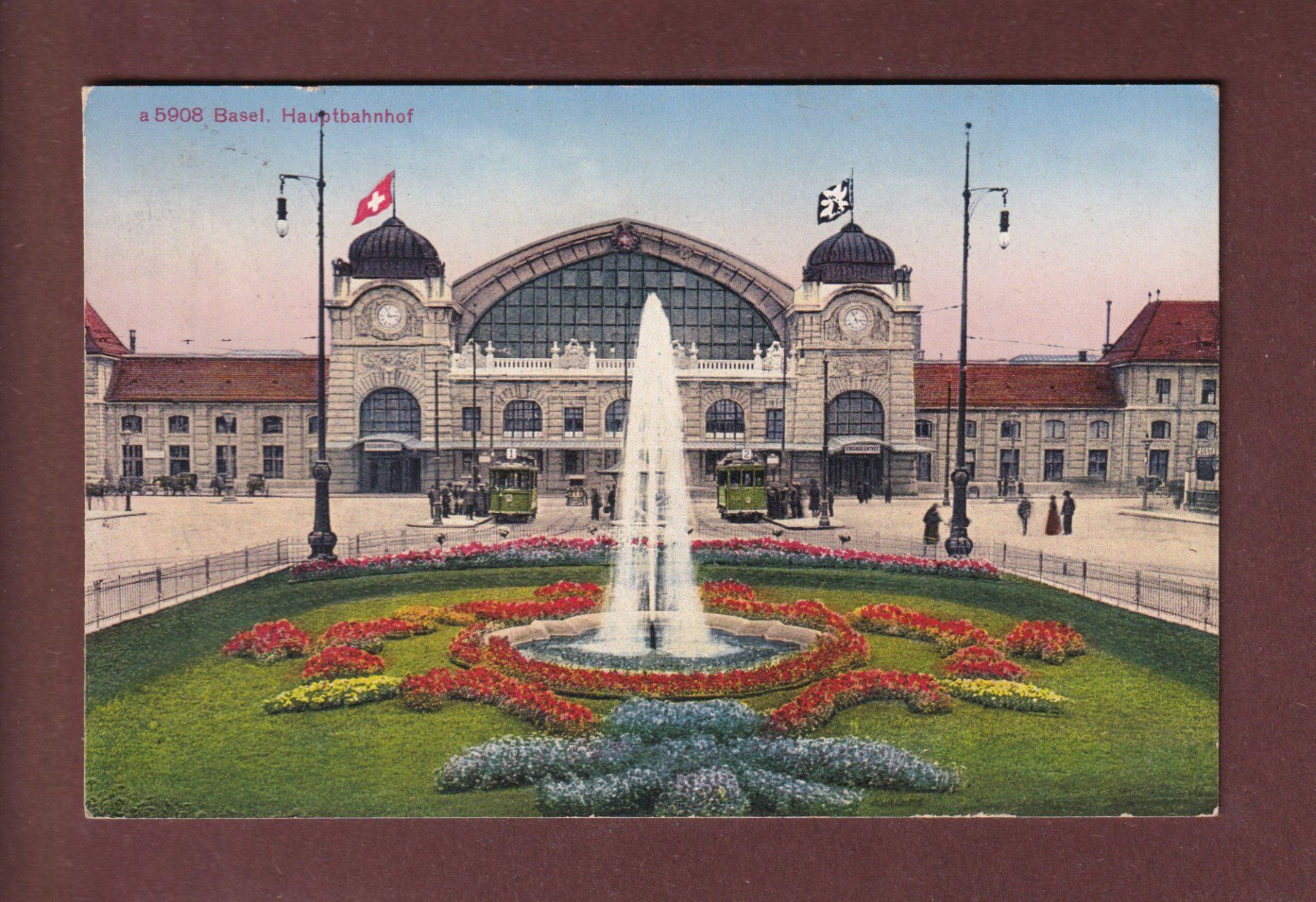 Cartoline postali: BASEL - Hauptbahnhof - Tram - 1926 – Usato da Pully venduto da nicecards-shop