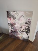 Abstraktes Wandbild Blumen Motiv Leinwand guter Zustand