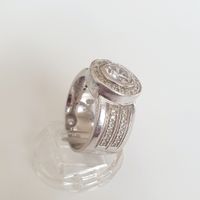 Massive 925 Silberring mit Zirkonia, Grösse 19.2mm,14 gramm