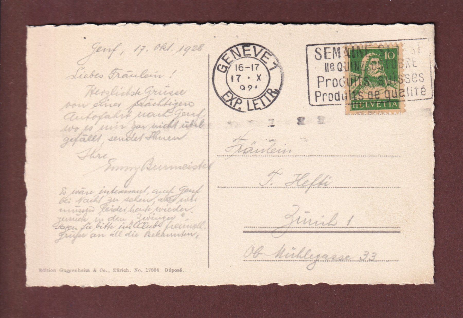 Cartoline postali: GENEVE - Île Rousseau - 1928 – Usato da Pully venduto da nicecards 1