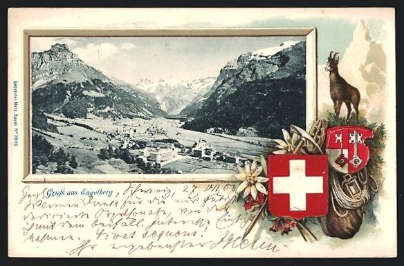 Ansichtskarten: Passepartout-Lithographie Engelberg, Ort – Gebraucht aus Berlin von bartko-reher