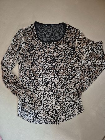Langarmshirt schwarz/braun, Gr. S