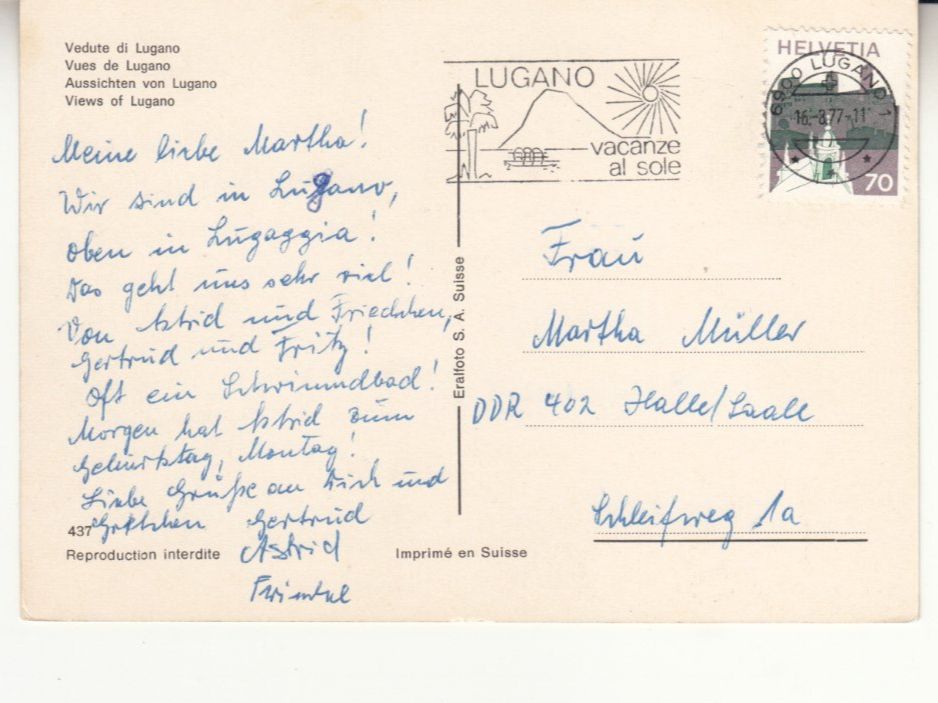 Cartes postales: Lugano 1977 – D'occasion à Bürglen TG par StampGraf 1