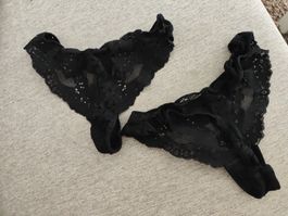 Tanga Spitze schwarz Grösse S 2er Set. 