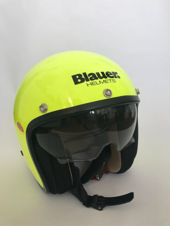 Motorradhelm «Blauer Pilot», Neongelber Jethelm | Kaufen Auf Ricardo