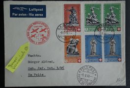 1940 Flugpost Brief Bundesfeier Frankatur Stempel Romanisch