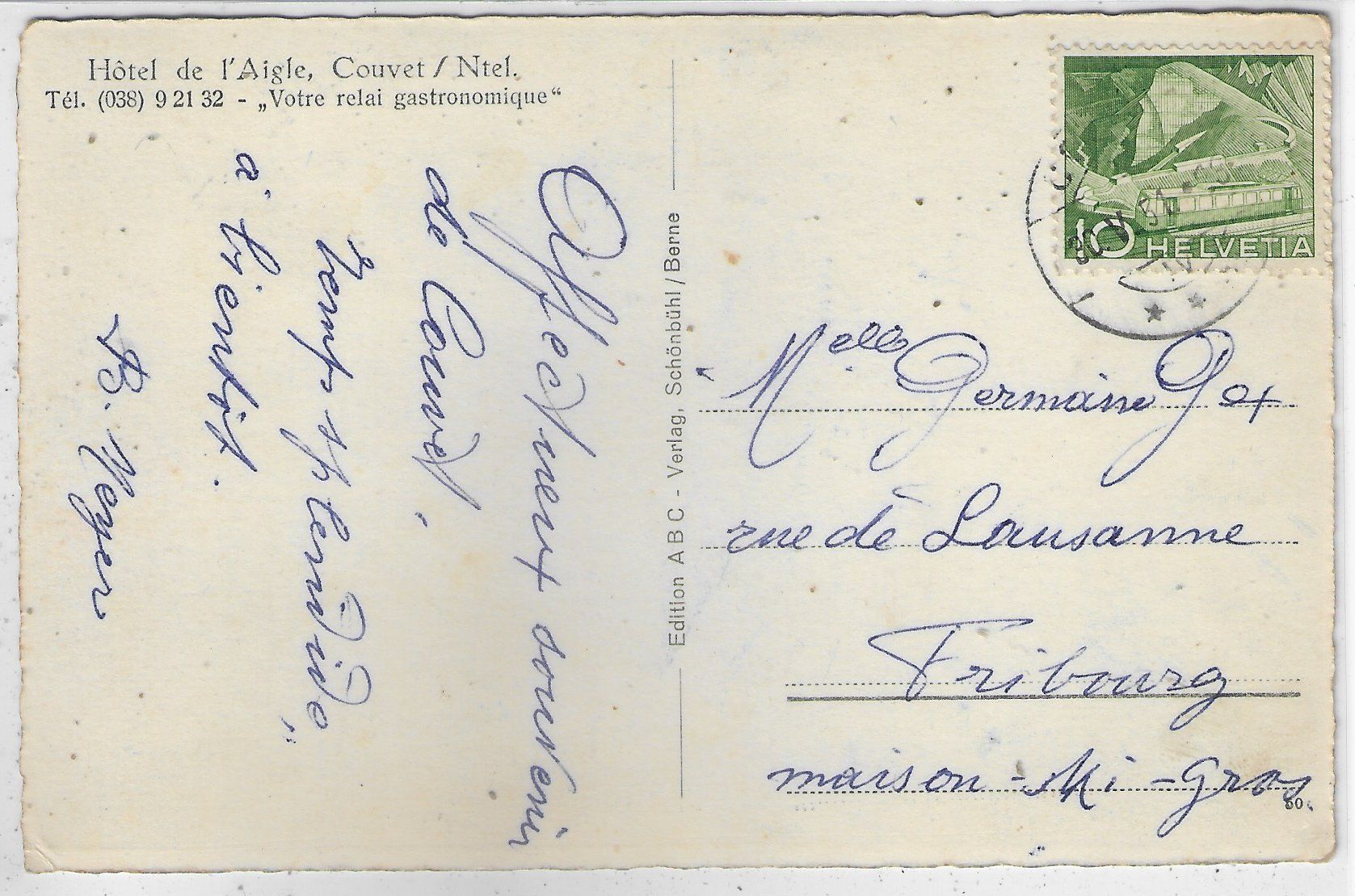 Ansichtskarten: Hotel de l'Aigle - Couvet NE – Gebraucht aus Ettingen von Kartenplanet 1
