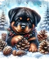 Diamond Painting : Rotweiler-Welpen 20x20cm