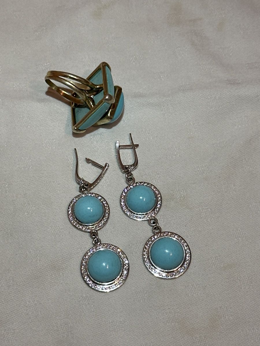 Sonstiger Schmuck: Silber Schmuckset Türkis Ohrringe/Ring – Neu (gemäss Beschreibung) aus Wilen b. Wollerau von lia_9v87 1