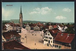 Amriswil, Kirche und Geschäfte am Markt