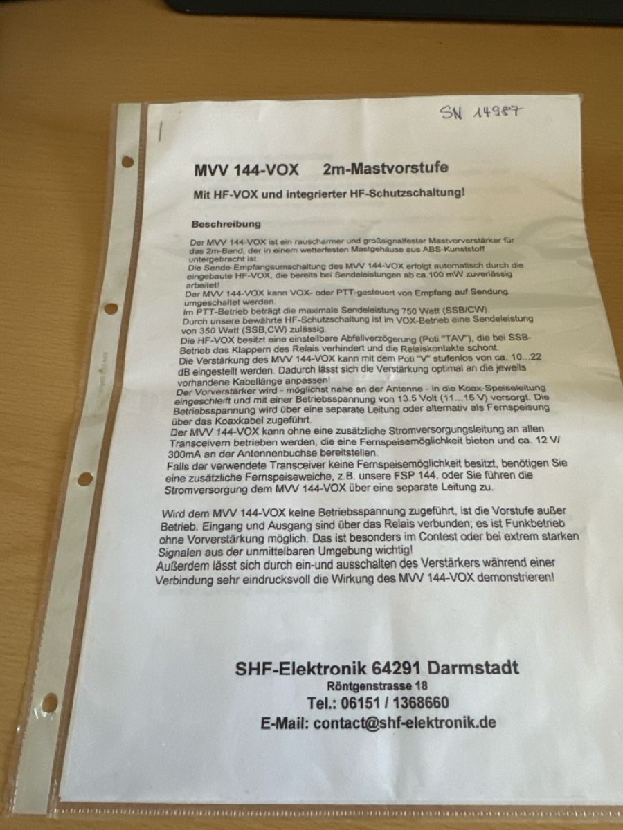 Amplificateurs: MUU 144-VOX Preamplifier Ham Radio – Neuf (Voir description) à Rancate par Mixer0 2