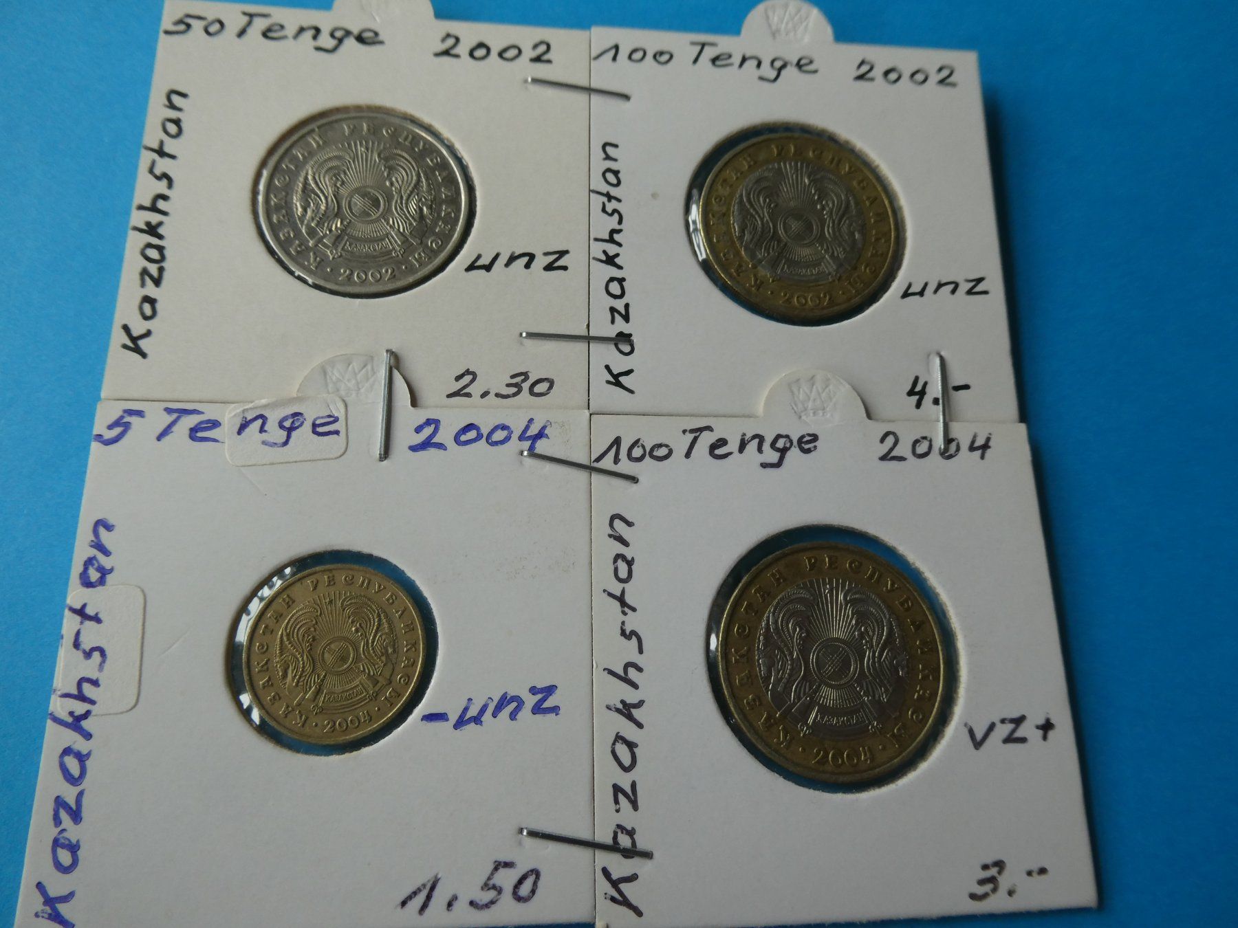 Alle Münzen: Kasachstan 2002-04, 4 alte Münzen – Gebraucht aus Hinterforst von Rohusri