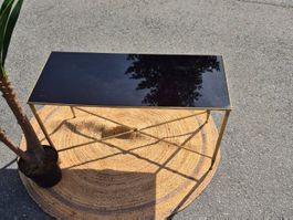 Table basse laiton opaline noire années 1960