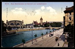 Zürich, Neue Walchebrücke mit Bahnhof 