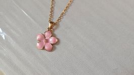 Modeschmuck Rosa Kirschblüte Blume Kette Frühling NEU