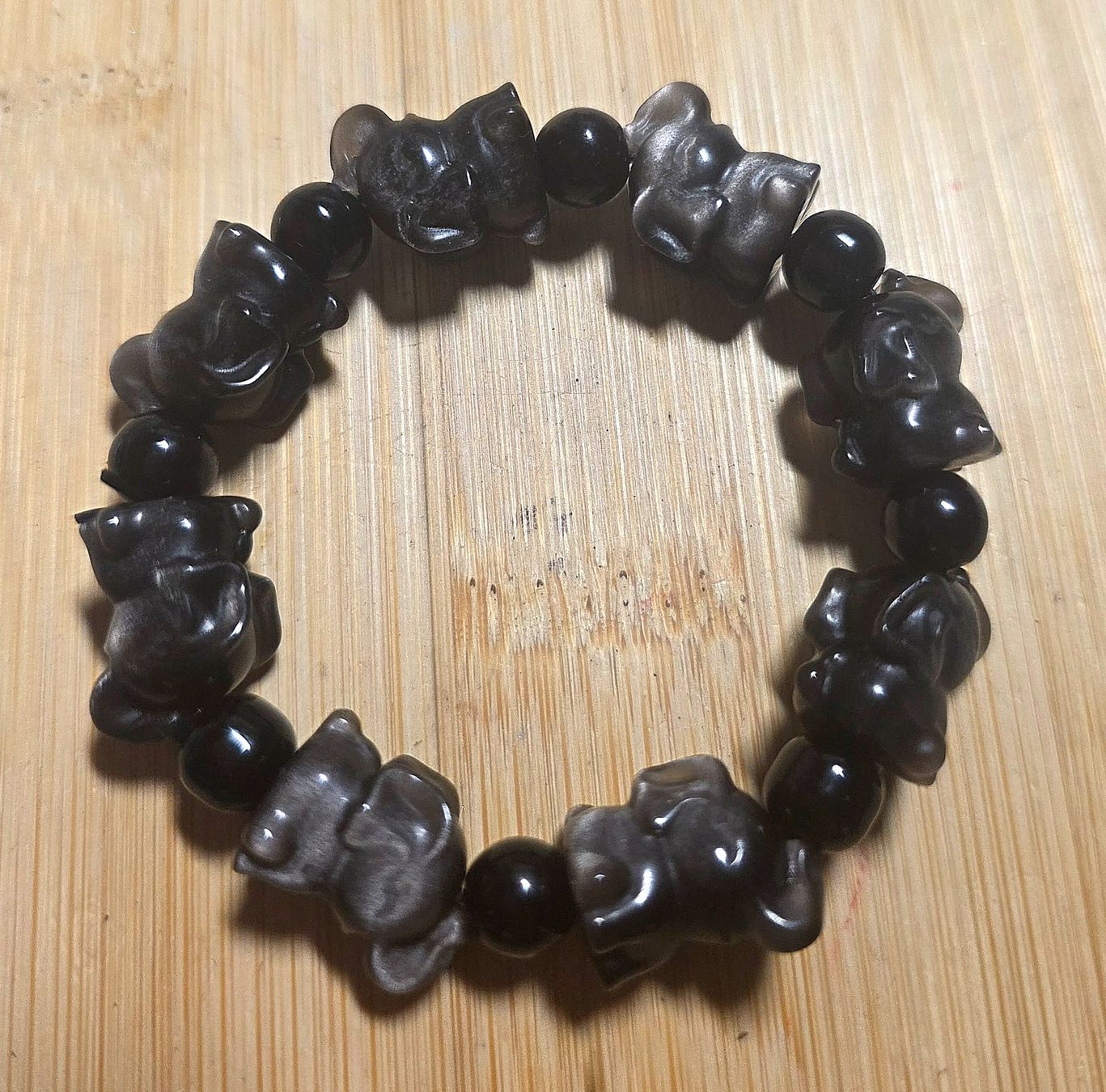 Minerali & Pietre curative: Silber Obsidian Elefäntchen Armband – Nuovo e nell'imballaggio originale da Matzingen venduto da Shay_Crystalz 1