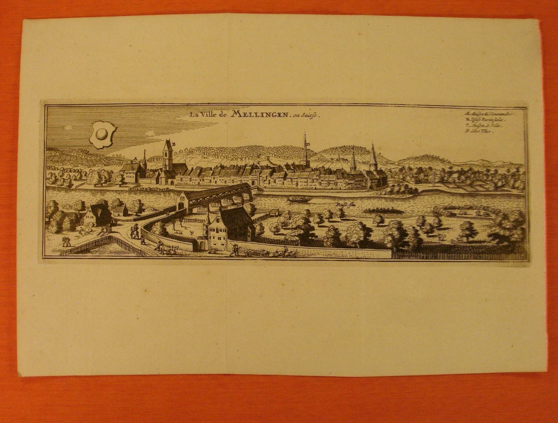 Incisioni: MELLINGEN, KUPFERSTICH 1723 – Usato da Grüningen venduto da Kartensammler