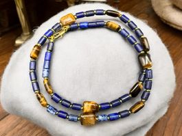 Unikat 💎 Halskette aus Lapislazuli und Tigerauge