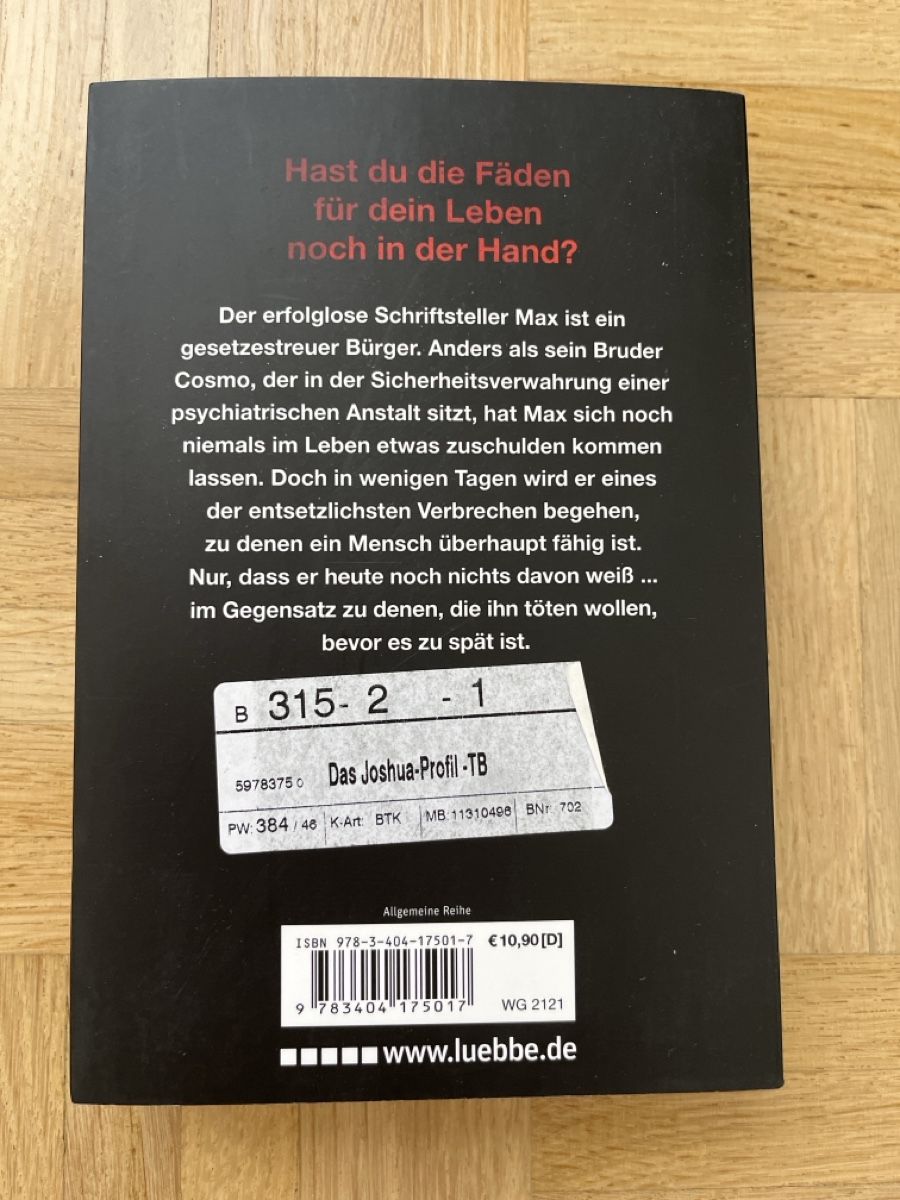 Libri: Fitzek - Das Joshua Profil - Thriller - Taschenbuch – Usato da Zürich venduto da Kleanthy 1