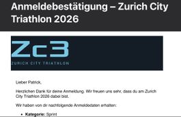 Zurich City Triathlon 2026 Ticket Sprint Category