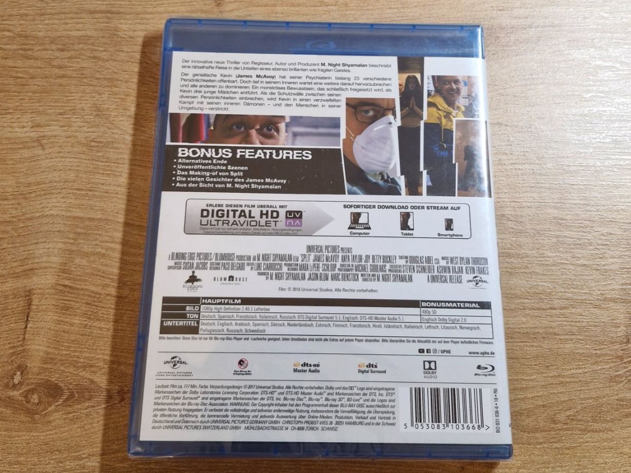 Tutti i DVDs: Split (2016) NEU OVP Bluray – Nuovo e nell'imballaggio originale da Pfungen venduto da Whitie 1