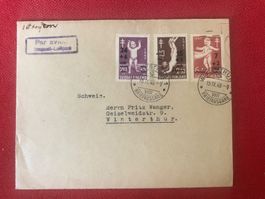 FDC FINLAND, entwertet in WINTERTHUR 15.9.1948