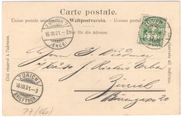 Perfin P.K.Z. auf Firmenpostkarte im Lokalrayon von ZÜRICH