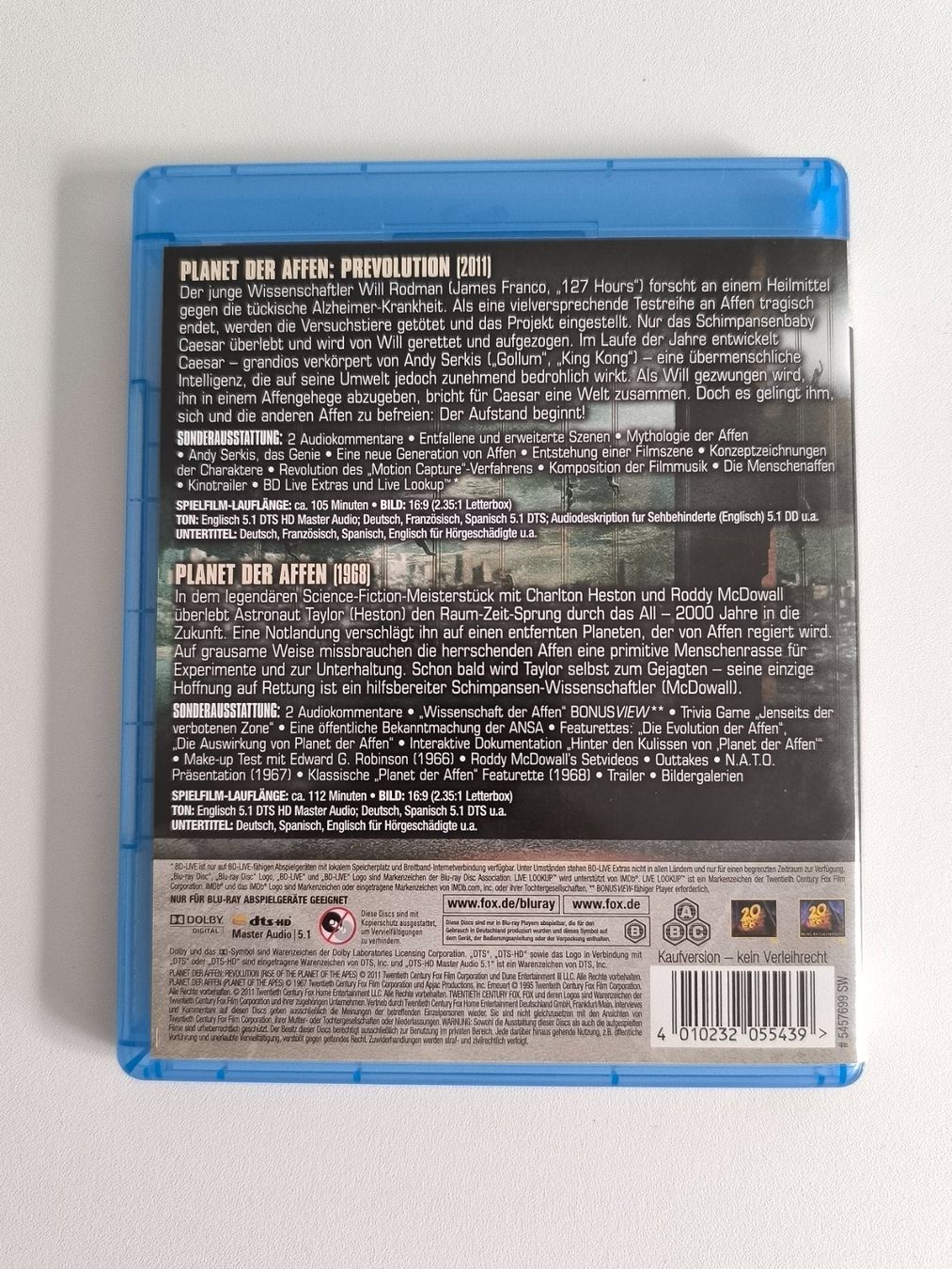 Tous les DVDs: Blu-ray / Planet der Affen 1968 & Planet d Affen Prevolution – D'occasion à Muttenz par hak_dsk9 1