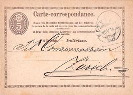 antike Schweizer Postkarte 1874 - WETZIKON - ab 1.--