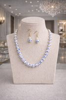 Set collana & orecchini porcellana blu – elegante, delicato
