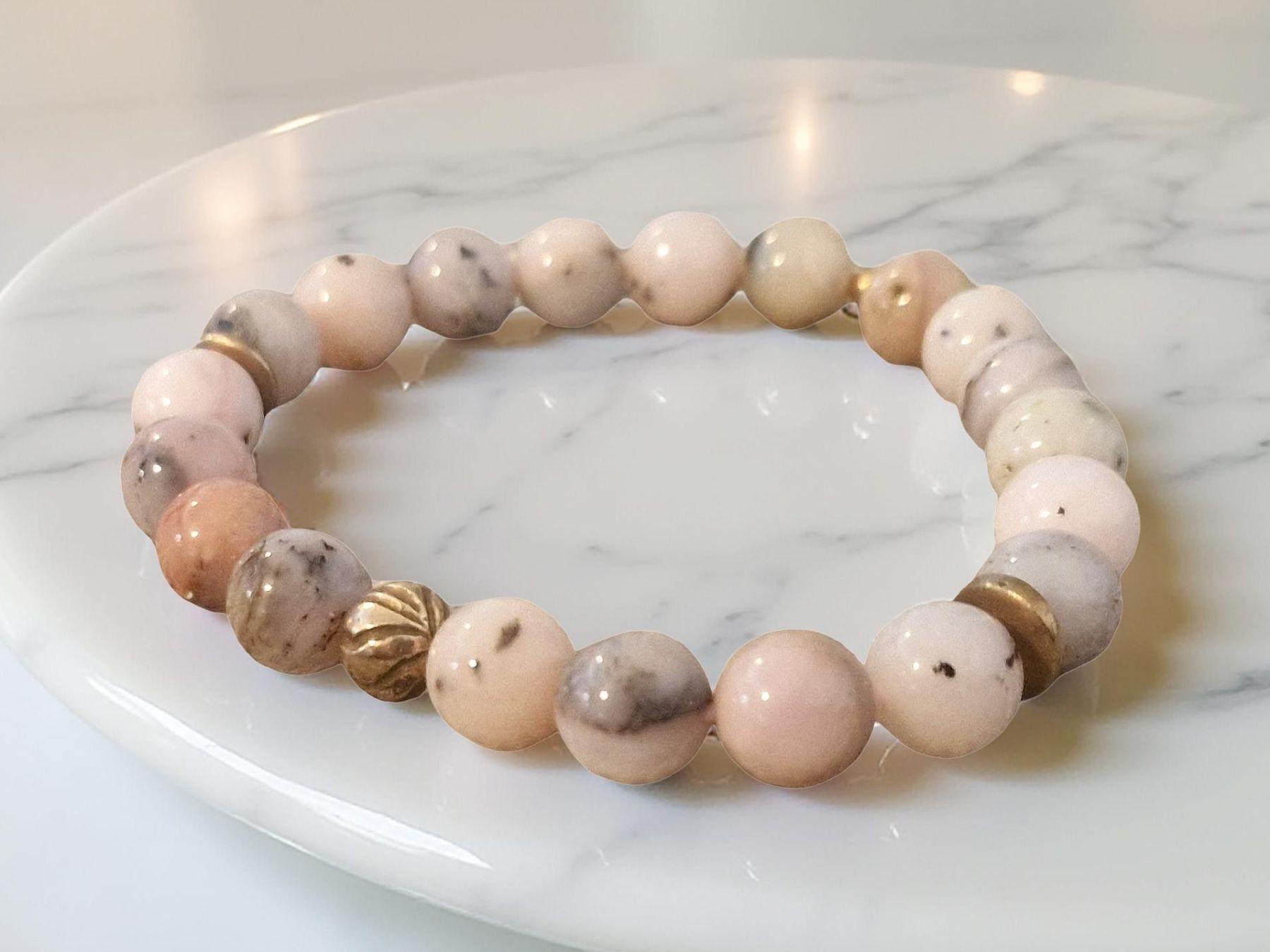 Bracciali & Braccialetti: Armband, rosa Andenopal & Bronze. 19cm. – Nuovo e nell'imballaggio originale da Aarau venduto da Schmuckhoehle_MD 5