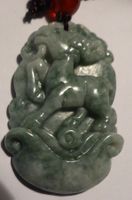 ECHTE JADEIT-JADE ,7)--ZODIAC: ZIEGE,-GRÜN/WEISS,-ZERTIFIKAT
