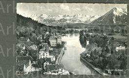 AK sw Thun BE und die Alpen,Beaurivage,Thunerhof ≈ 1941