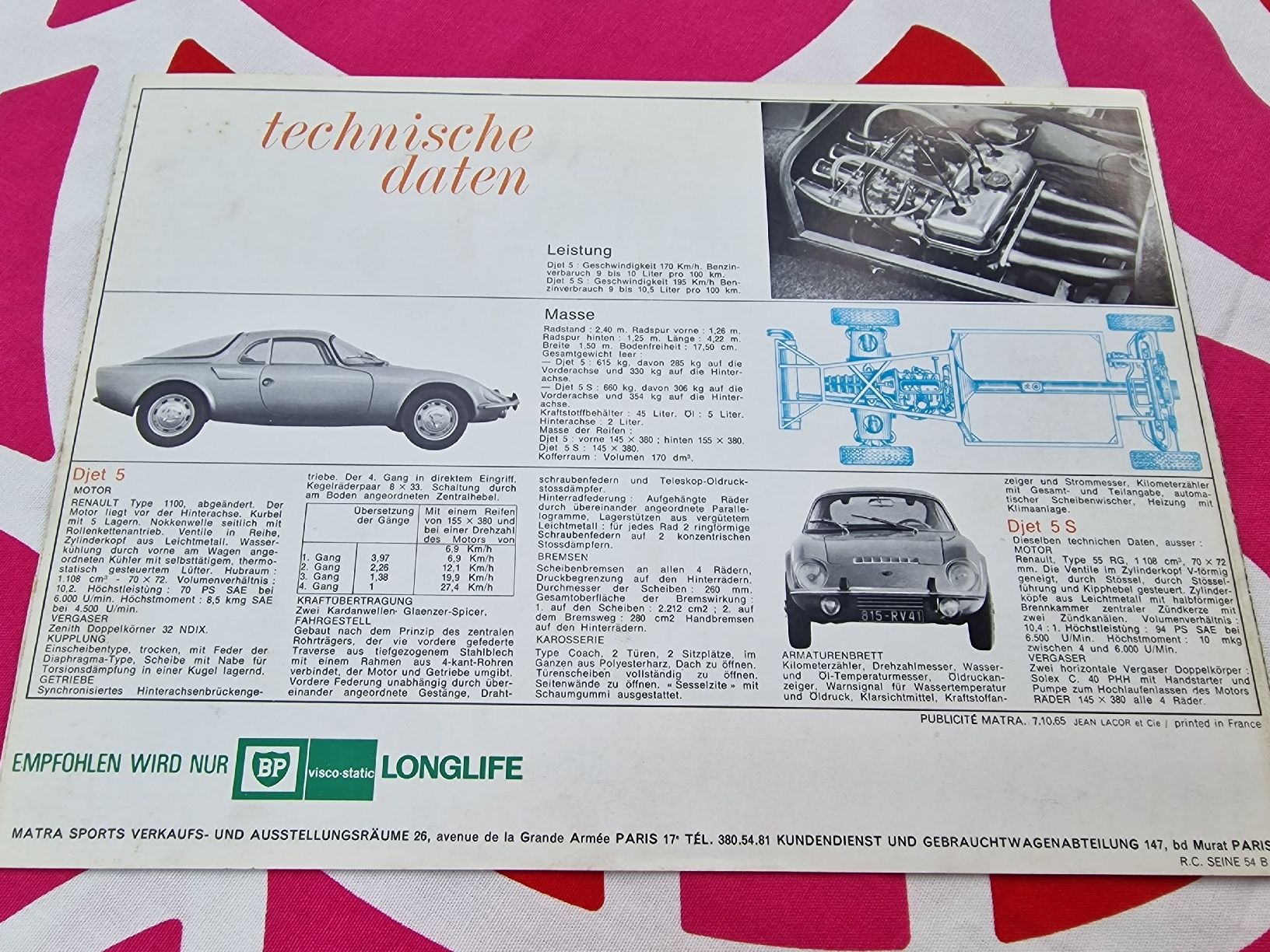 Documenti: Matra Djet 5 & 5S Prospekt 1966 DEUTSCH – Usato da Mumpf venduto da Matrajet 3