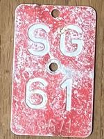 SG 61 - VELONUMMER - FAHRRADSCHILD - PLAQUE DE VELO - SG 61