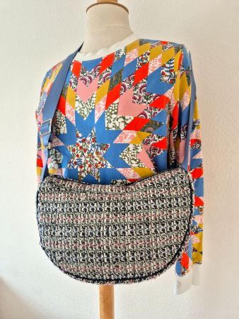 TASCHE BECK SÖNDERGAARD TWEED STOFF FLIEDER BLAU , TOP BAG