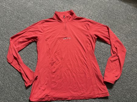 Damen Sportshirt Descente rot mit Reissverschluss