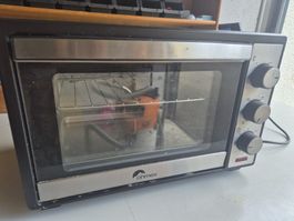 Mini Backofen Ohmex schwarz silber ,läuft