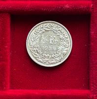 Schweiz 1/2 Silber-Franken 1956 vzgl-unz Stehende Helvetia