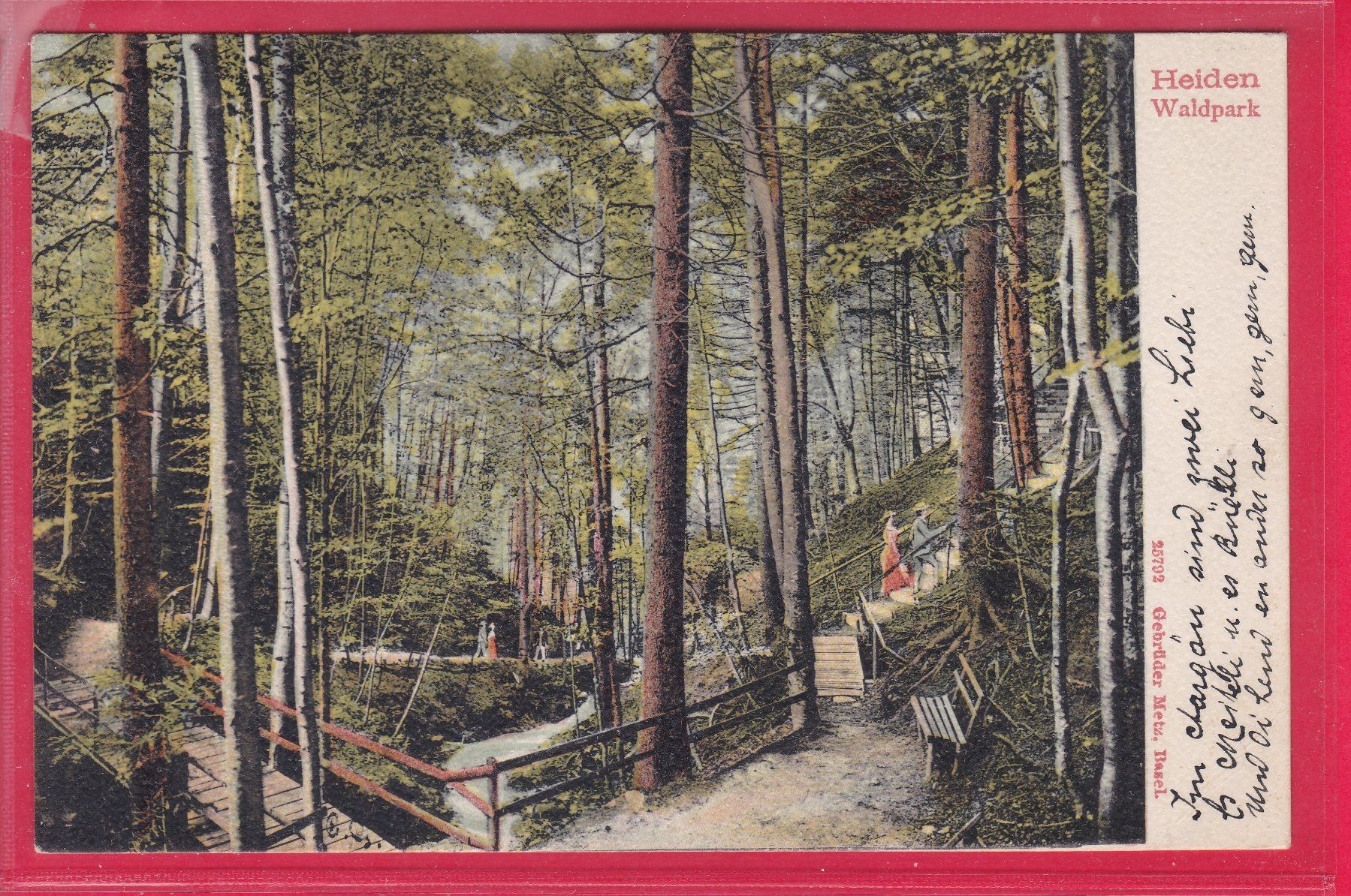 Cartoline postali: HEIDEN, WALDPARK, 27.7.1904 – Usato da Oberrieden venduto da Gebirgsstelze