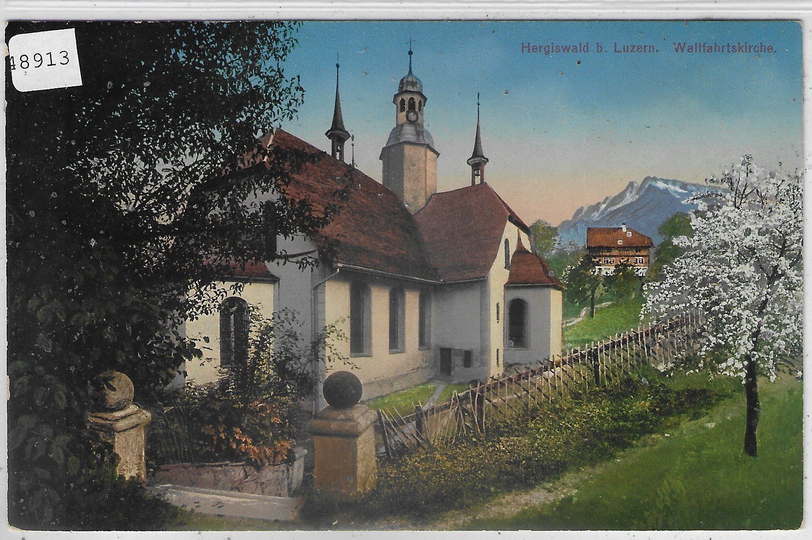 Cartoline postali: Hergiswil bei Luzern - Wallfahrtskirche - Litho – Usato da Ettingen venduto da Kartenplanet