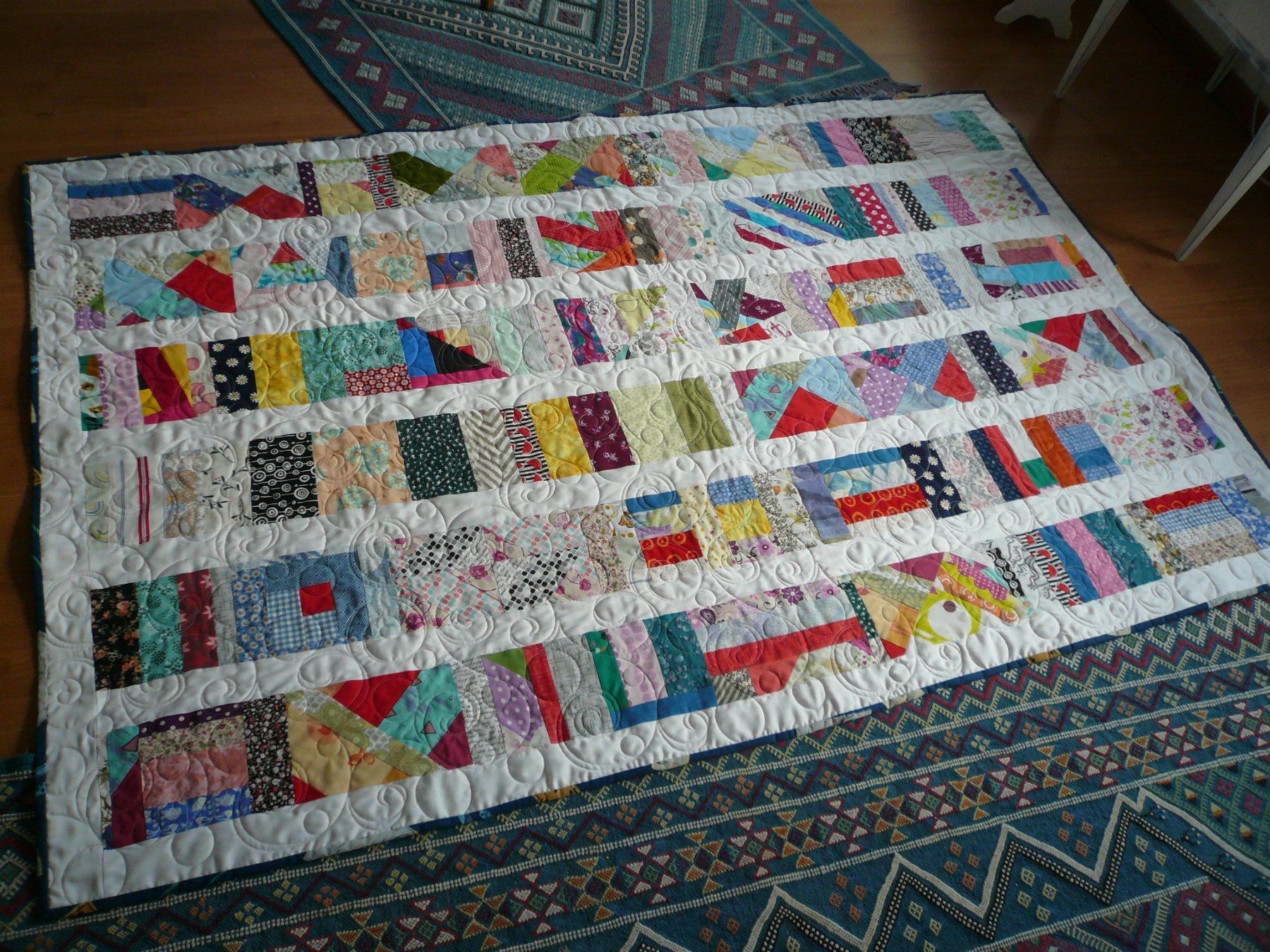 Coperte: Quilt - Patchwork - Scrappy Decke 120 x 188 cm – Nuovo (secondo la descrizione) da Brunnadern venduto da pinkfaden 4