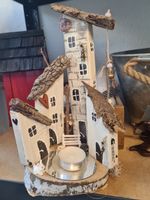Geschenksidee- Handgefertigt Holz Deko Dorf Kerzenhalter