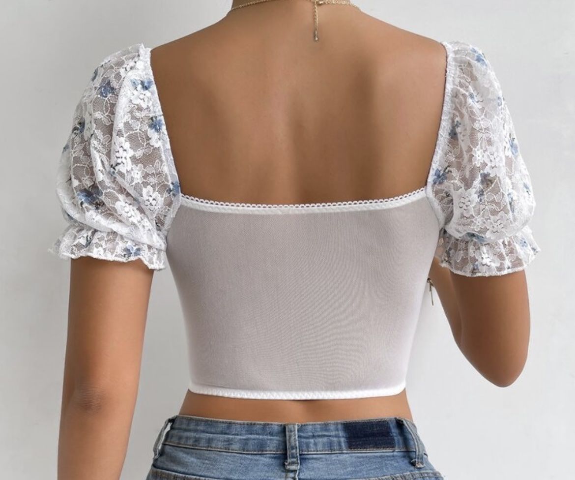Blusen: Kurze Bluse mit Spitze, Gr. XS – Gebraucht aus Cunter von tiramisuuu_ 3