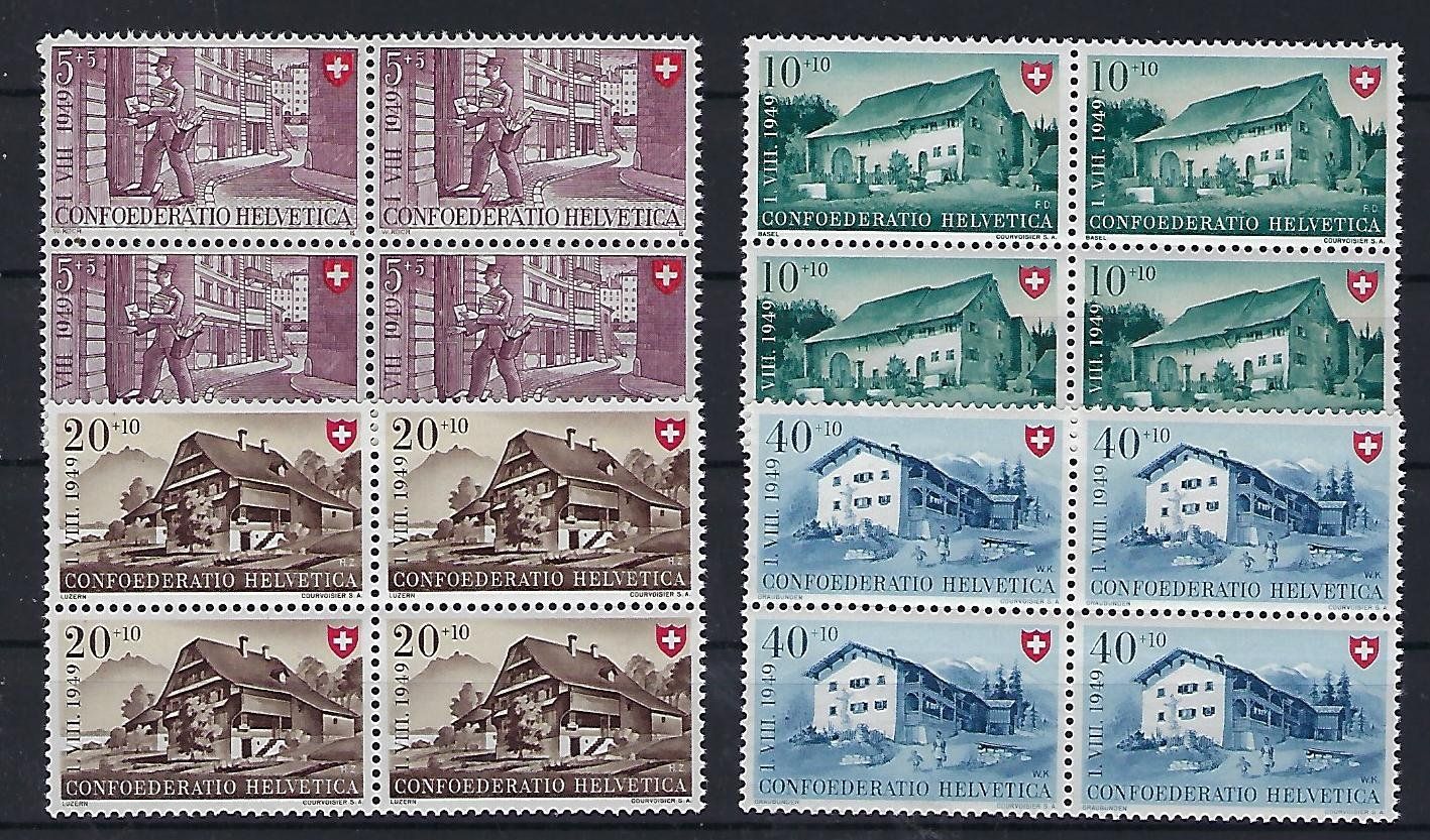 Tutti i francobolli: Pro Patria Viererblocks 1949 postfrisch     15678 – Usato da Lunden venduto da Animus999