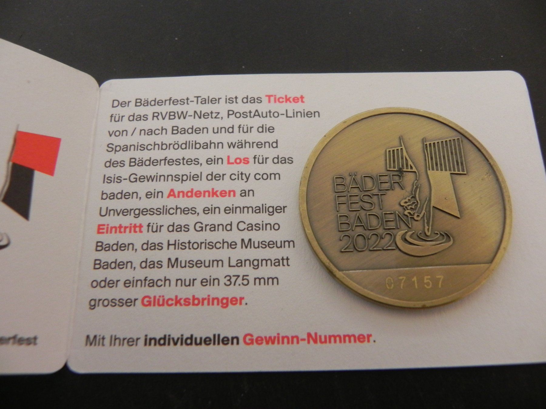 Médailles: Medaille Baden Bäderfest 2022 – D'occasion à Biel/Bienne par Gogolozi 2