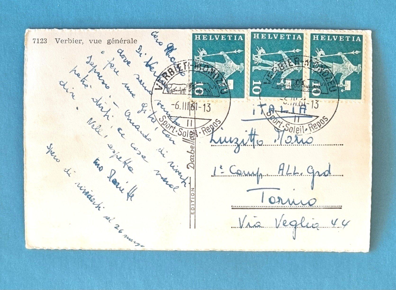 Cartoline postali: Verbierr - Vue generale - 1961 – Usato da Rothrist venduto da RROENK 1